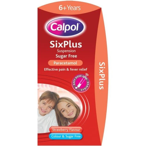 Calpol Six Plus Sugar Free Strawberry Flavour Suspension 100ml | EasyMeds Pharmacy
