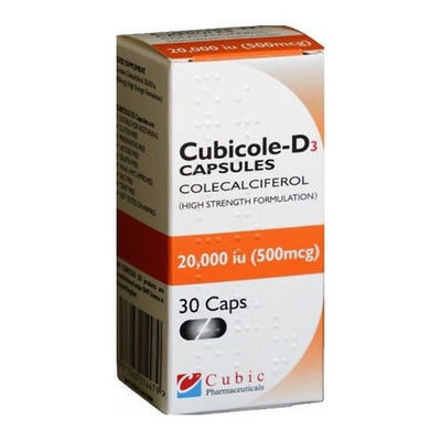 Cubicole Vitamin D3 20000IU Capsules x 30 Vitamin D3 Supplement | EasyMeds Pharmacy