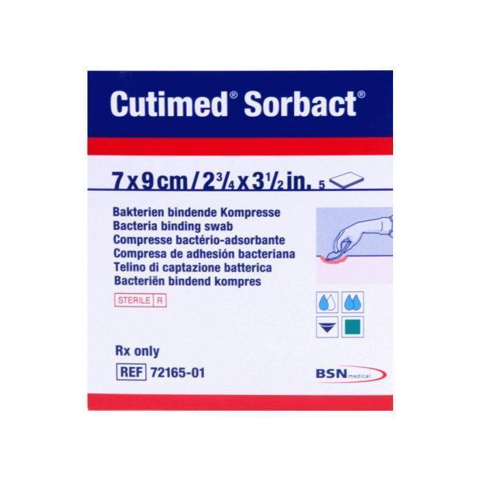Cutimed Sorbact Dressings Swabs x 5 (Choose size) Antibacterial/Antifungal | EasyMeds Pharmacy