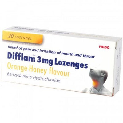 Difflam 3mg Lozenges (Pack of 20) | Mint/Orange-Honey/Lemon/Eucaplyptus | EasyMeds Pharmacy
