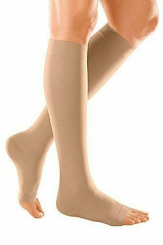 Duomed Soft CL 1 Below Knee Open Toe Compression Stockings L Sand | EasyMeds Pharmacy