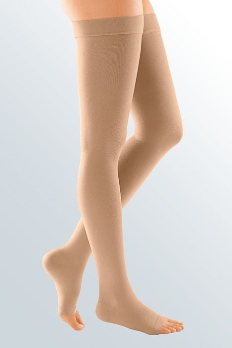 Duomed Soft Class 2 Thigh Length Open Toe Compression Stockings Sand Medium -   Duomed EasyMeds Pharmacy