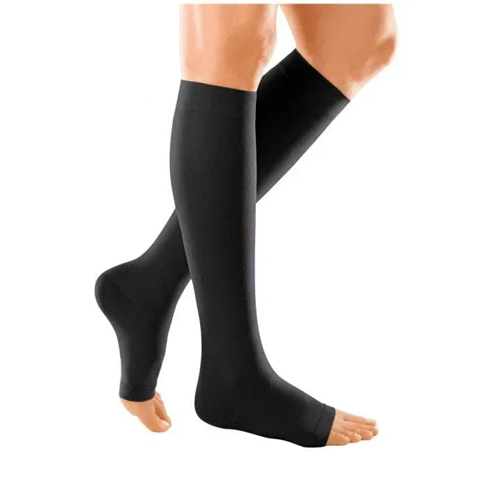 Duomed Soft C1 Compression Stockings Below Knee Open Toe L Black ...