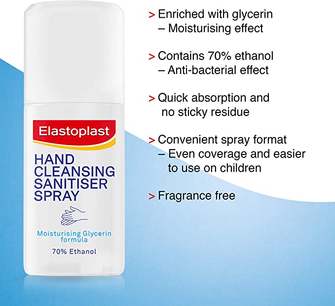 Elastoplast Cleansing Hand Sanitiser Spray 70% Alc 55ml - Bulk Buy Discounts | EasyMeds Pharmacy