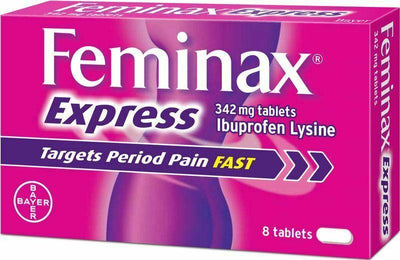 Feminax Express Ibuprofen Lysine 342mg Tablets | 8/16 | MAX TWO PACKS | EasyMeds Pharmacy