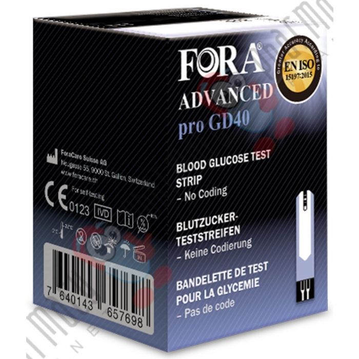 Fora Advance Pro Blood Glucose Test Strip x 50 -   Braun B Medical Ltd Mov EasyMeds Pharmacy