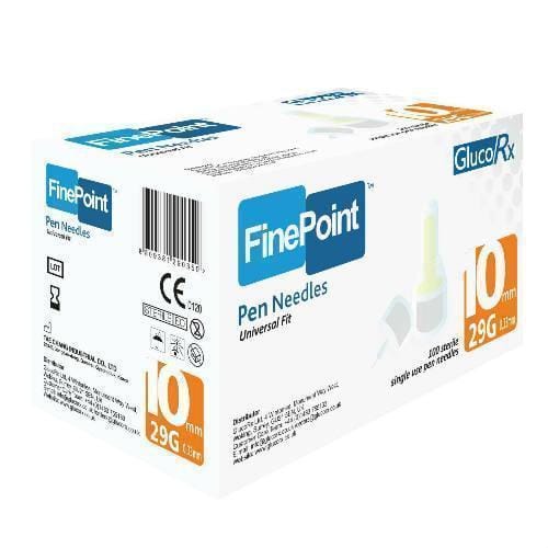 GlucoRx FinePoint Ins Pen Needles x 100 10mm 29G -   GlucoRx EasyMeds Pharmacy