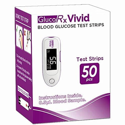 GlucoRx Vivid Blood Glucose Test Strips (50 Pcs) -   GlucoRx EasyMeds Pharmacy