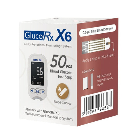 GlucoRx X6 Glucose Test Strips (50) | EasyMeds Pharmacy