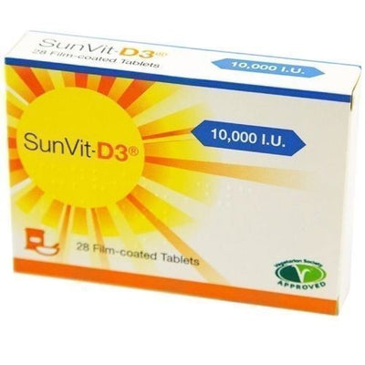 Halal Vitamin D3 SunVit-D3 Vitamin 10000IU Film Coated Tablets x 28 | EasyMeds Pharmacy