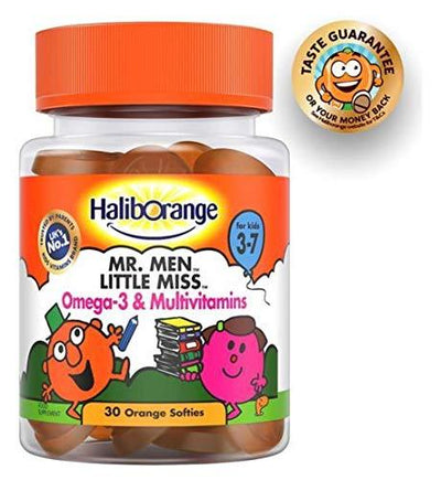 Haliborange for Kids 3-7 Mr. Men Little Miss Omega 3 & Multivitamins - 30 Orange Softies -   Seven Seas EasyMeds Pharmacy