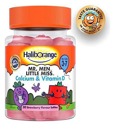 Haliborange Mr. Men Little Miss Calcium & Vitamin D for Kids 3-7 - 30 Strawberry Flavour Softies | EasyMeds Pharmacy