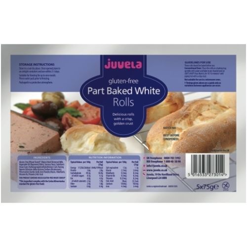 Juvela Gluten-Free Part-Baked White Rolls 5 x 75g (1 Pack) | EasyMeds Pharmacy