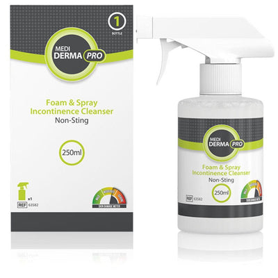 Medi Derma PRO Foam & Spray No Sting Incontinence Cleanser 250ml -   Medicareplus EasyMeds Pharmacy