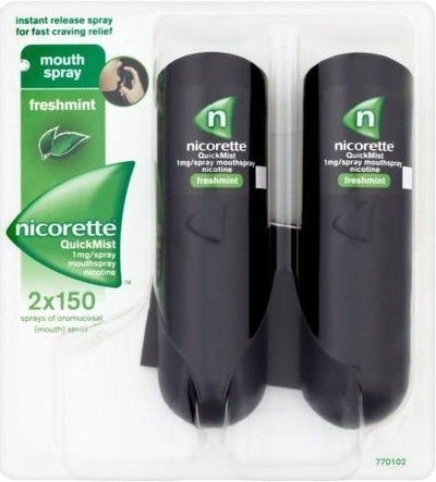 Nicorette QuickMist Freshmint Mouthspray 1mg 2x150 Sprays -   Nicorette EasyMeds Pharmacy