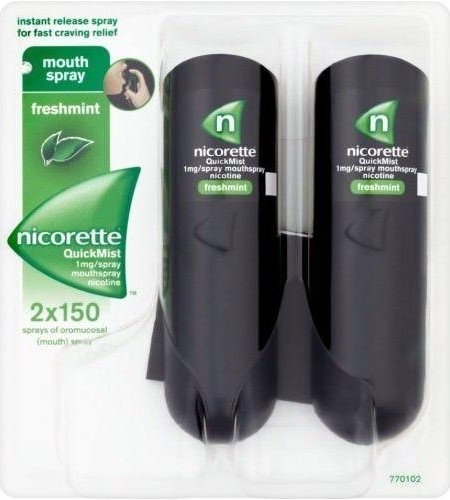Nicorette QuickMist Freshmint Mouthspray Duo 1mg 2 x 150d Sprays -   Nicorette EasyMeds Pharmacy