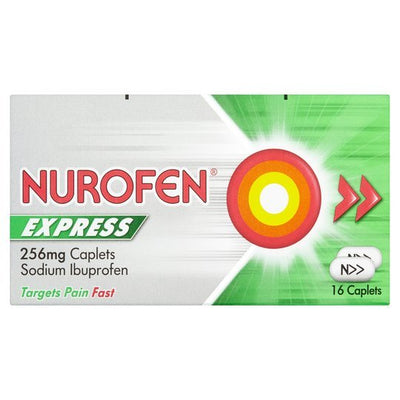 Nurofen Express Pain Relief 256mg Caplets | Pack of 16 Tablets -   Reckitt Benckiser EasyMeds Pharmacy