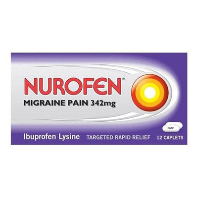 Nurofen Migraine Ibuprofen 342mg Pain Caplets x 12 -   Nurofen EasyMeds Pharmacy