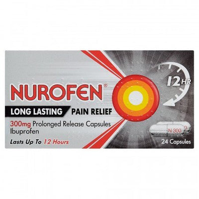 Nurofen Long Lasting Pain Relief/Sustained Release 300mg Capsules x 24 -   Reckitt Benckiser EasyMeds Pharmacy