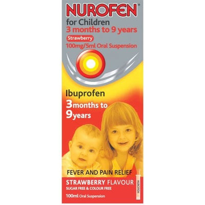 Nurofen Strawberry Flavour Oral Suspension for Children - 100ml -   Reckitt Benckiser EasyMeds Pharmacy