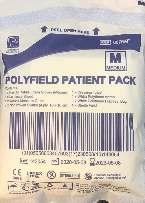 Premier Polyfield Patient Dressing Pack with Nitrile Gloves - 20 Packs S/M/L | EasyMeds Pharmacy