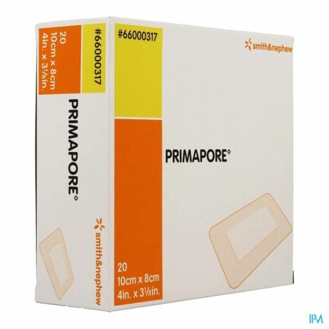 Primapore Adhesive Non-Woven Absorbent Wound Dressings 10cm x 8cm x20 -   Smith & Nephew EasyMeds Pharmacy