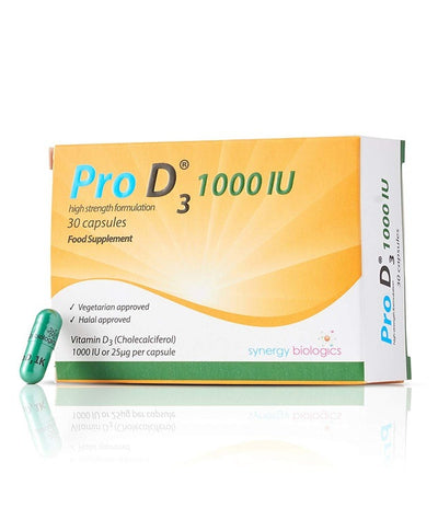 Pro D3 Vitamin D3 1000IU Capsules x 30 (Halal/Vegetarian Approved) -   Synergy Biologics EasyMeds Pharmacy