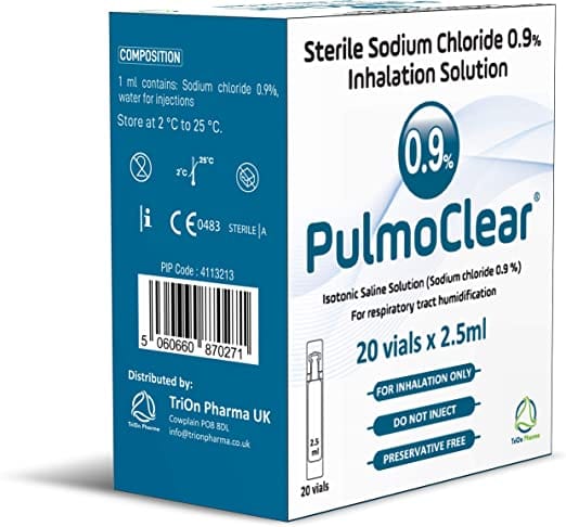 PulmoClear Isotonic 0.9% Sodium Chloride Inhalation Saline Solution 2.5ml x 20 | EasyMeds Pharmacy