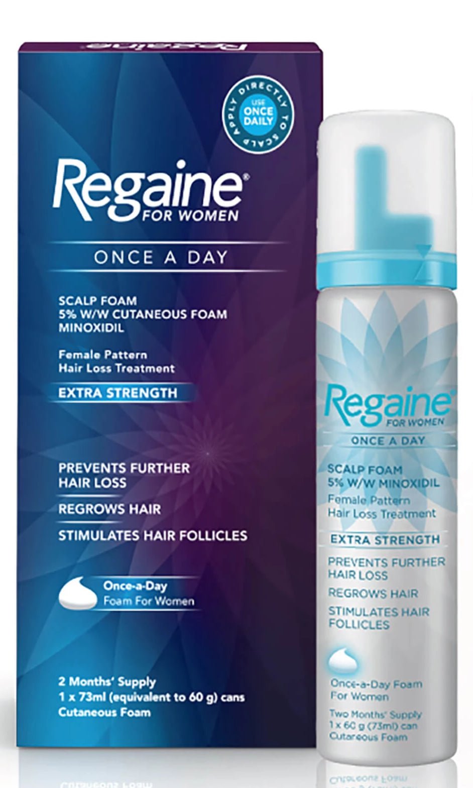 Regaine Hair Regrowth for Women 5% Foam 73ml x 2 ( 4 months supply) | EasyMeds Pharmacy