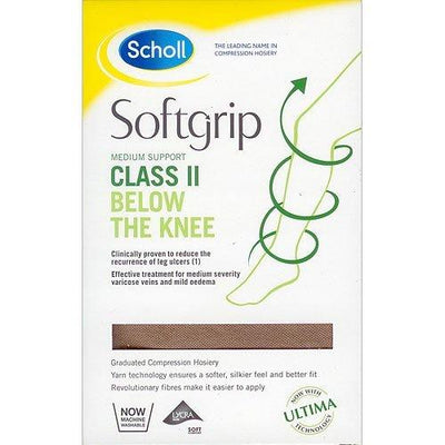 Scholl Softgrip Compression Stockings C2 Below Knee Open Toe Nat M | EasyMeds Pharmacy