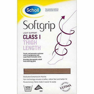 Scholl Softgrip Ultima Class 1 Thigh Length Compression Stockings, Natural, Closed Toe (Large) | EasyMeds Pharmacy