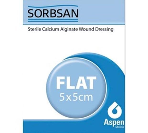 Sorbsan Flat Dressings 5cm x 5cm x 10 - Alginate Gel, Wounds, Ulcers, Diabetic -   Aspen Medical EasyMeds Pharmacy