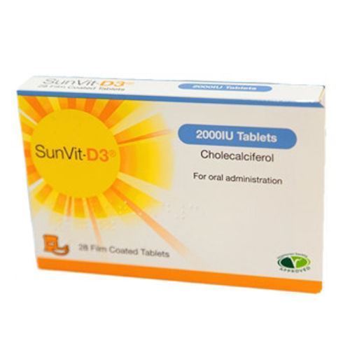 SunVit-D3 Vitamin 2000IU Film Coated Tablets x 28 | Colecalciferol | EasyMeds Pharmacy