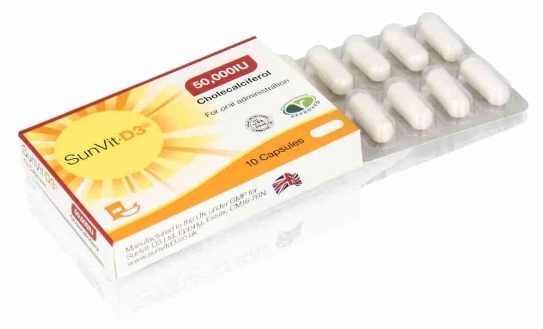 SunVit-D3 Vitamin 50000IU Capsules x 10 - Vegetarian/Halal Approved ...