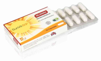 SunVit-D3 Vitamin 50000IU Capsules x 10 - Vegetarian/Halal Approved -   SunVit EasyMeds Pharmacy