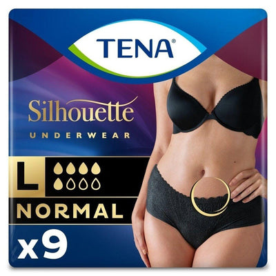 TENA Lady Silhouette Pants Normal Black Large - 6 Packs of 9 Incontinence Pants | EasyMeds Pharmacy
