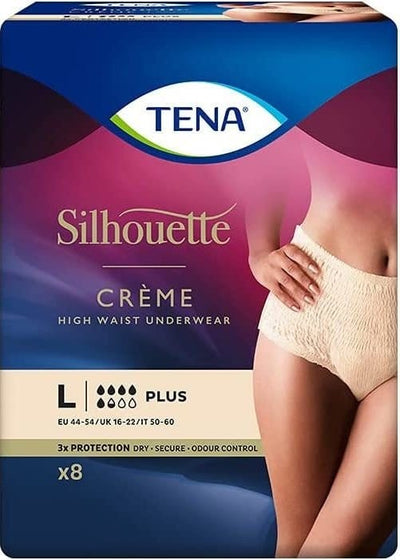 TENA Lady Silhouette Pants Plus Creme Large x 1 Pack of 8 Incontinence Pants | EasyMeds Pharmacy