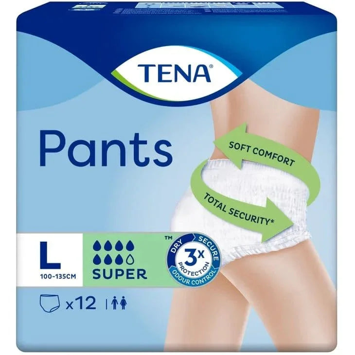 Tena Super Incontinence Pants Large x 12 x 4 Packs EasyMeds Pharmacy