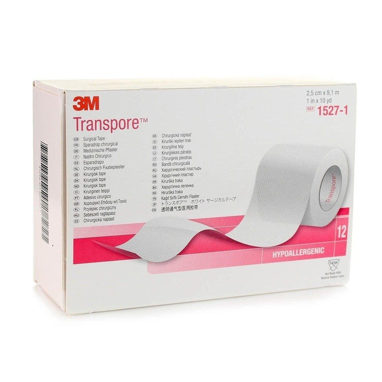 Transpore Surgical Tape 2.5cm x 9.1m x 12 | Latex-Free/Hypoallergenic -   Transpore EasyMeds Pharmacy